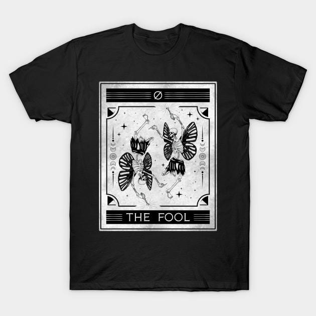 Fairycore Aesthetic Skeleton Tarot Card The Fool T-Shirt by Alex21